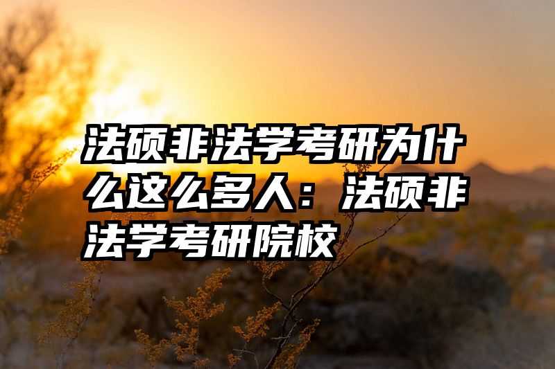 法硕非法学考研为什么这么多人：法硕非法学考研院校