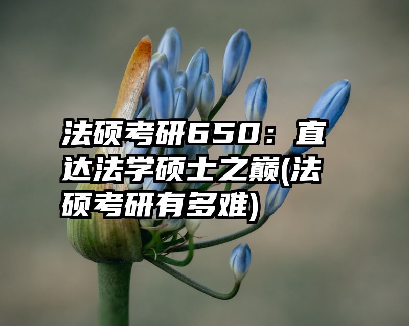 法硕考研650：直达法学硕士之巅(法硕考研有多难)