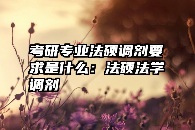 考研专业法硕调剂要求是什么：法硕法学调剂