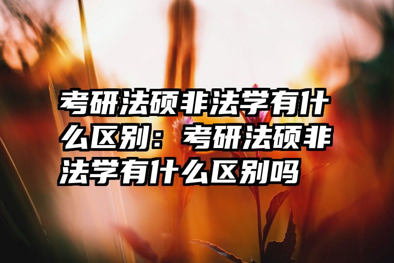考研法硕非法学有什么区别：考研法硕非法学有什么区别吗