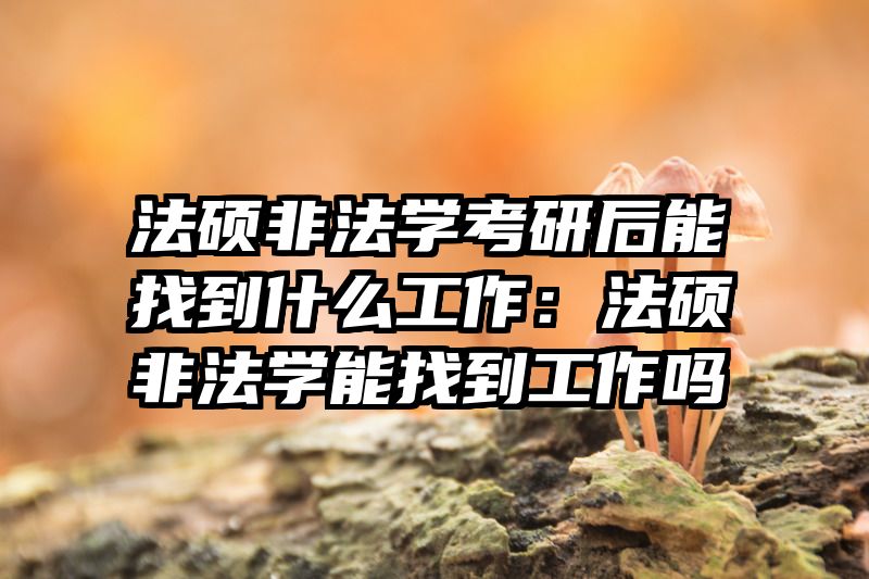 法硕非法学考研后能找到什么工作：法硕非法学能找到工作吗