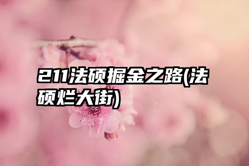 211法硕掘金之路(法硕烂大街)