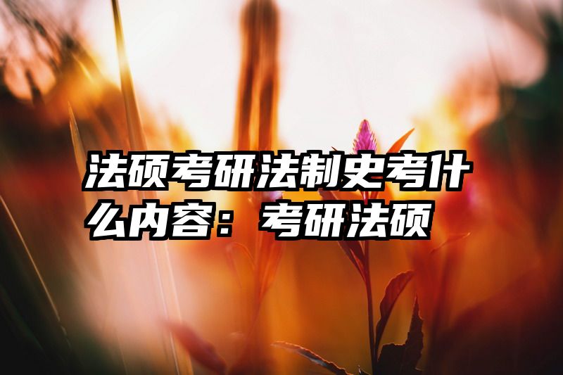法硕考研法制史考什么内容：考研法硕