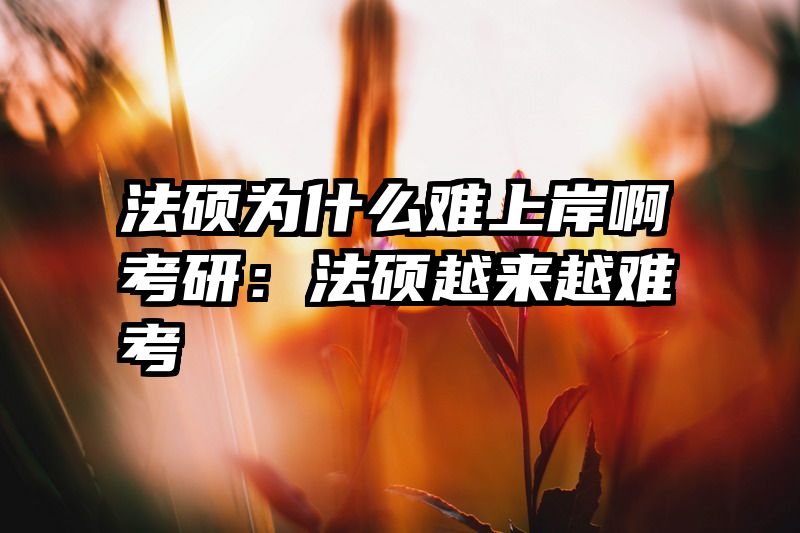 法硕为什么难上岸啊考研：法硕越来越难考
