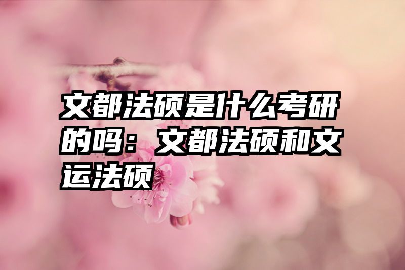 文都法硕是什么考研的吗：文都法硕和文运法硕