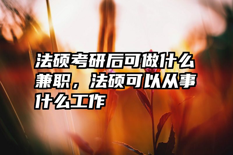 法硕考研后可做什么兼职,法硕可以从事什么工作