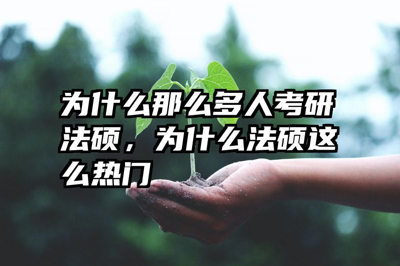 为什么那么多人考研法硕，为什么法硕这么热门