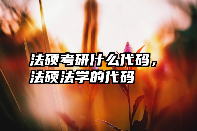 法硕考研什么代码，法硕法学的代码