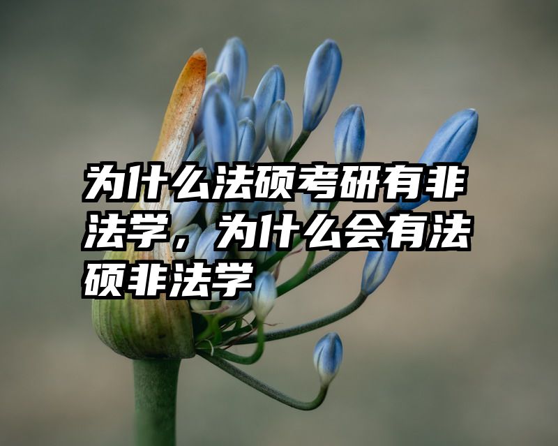 为什么法硕考研有非法学，为什么会有法硕非法学