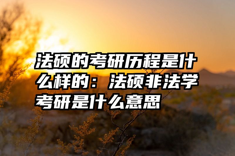 法硕的考研历程是什么样的：法硕非法学考研是什么意思