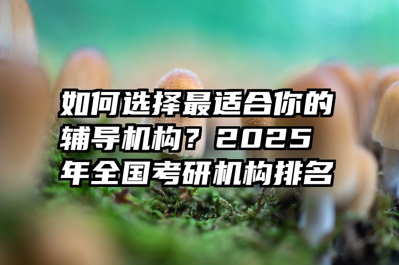 如何选择最适合你的辅导机构？2025年全国考研机构排名
