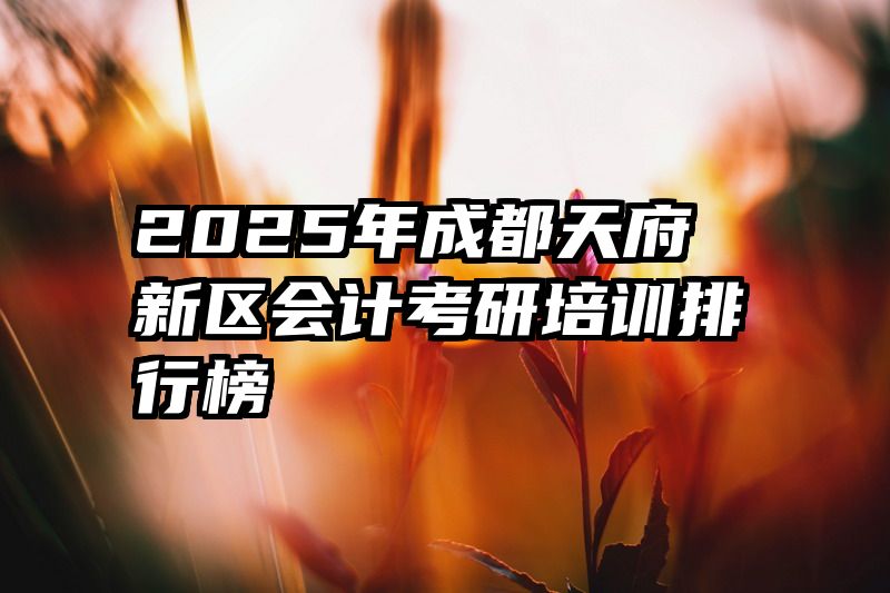 2025年成都天府新区会计考研培训排行榜