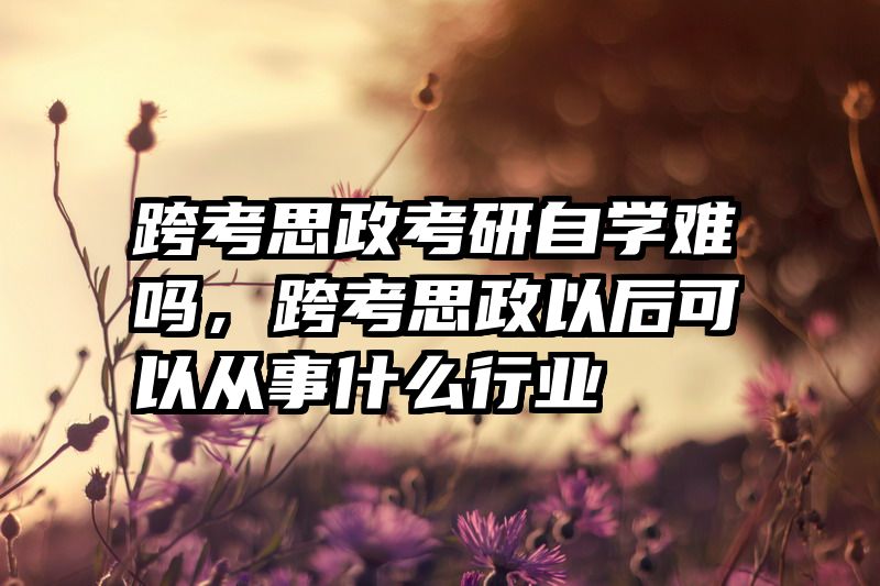 跨考思政考研自学难吗,跨考思政以后可以从事什么行业