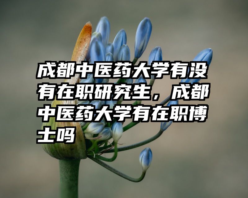 成都中医药大学有没有在职研究生,成都中医药大学有在职博士吗
