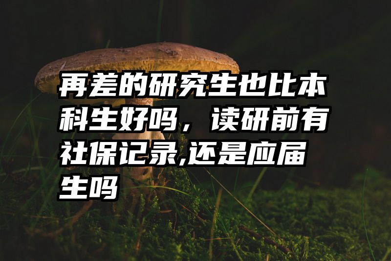 再差的研究生也比本科生好吗，读研前有社保记录,还是应届生吗