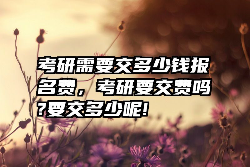 考研需要交多少钱报名费，考研要交费吗?要交多少呢!
