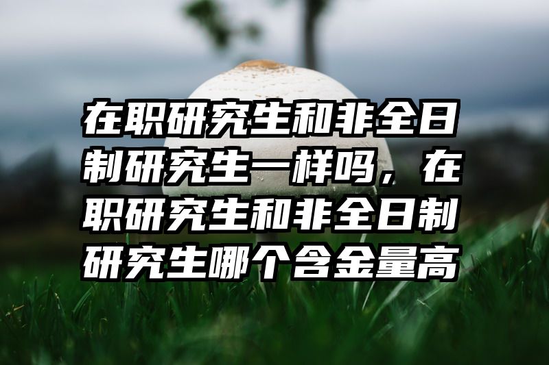 在职研究生和非全日制研究生一样吗，在职研究生和非全日制研究生哪个含金量高