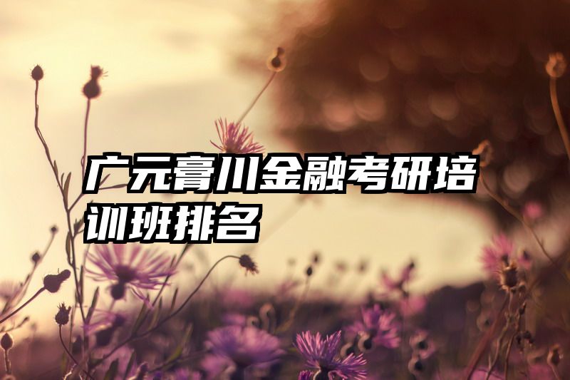 广元膏川金融考研培训班排名