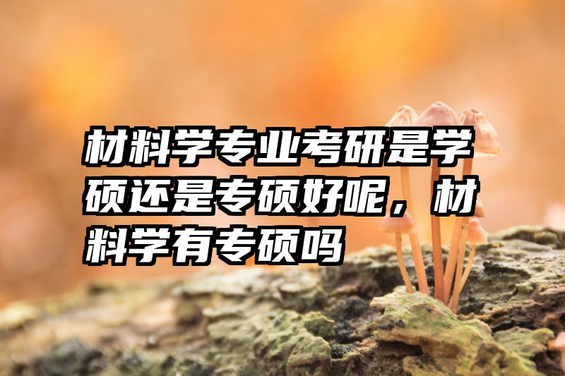 材料学专业考研是学硕还是专硕好呢，材料学有专硕吗