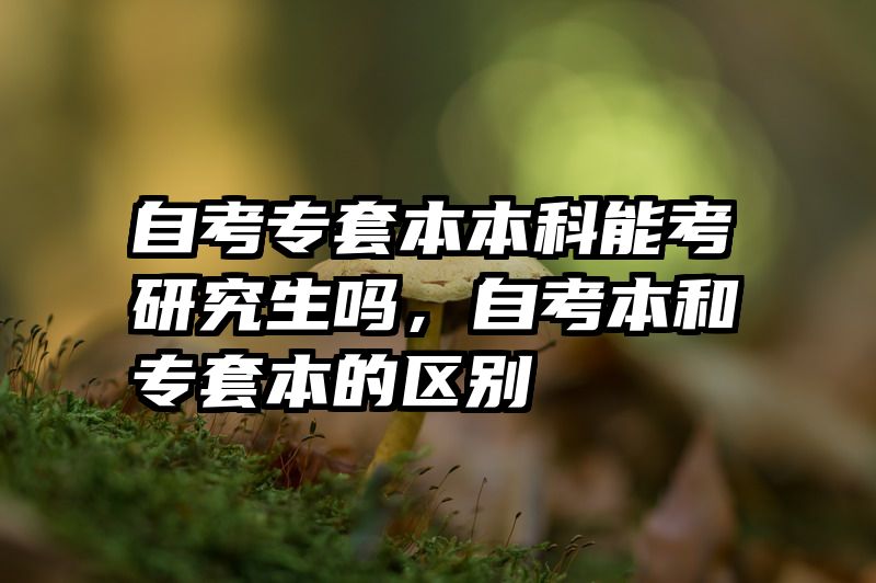 自考专套本本科能考研究生吗，自考本和专套本的区别
