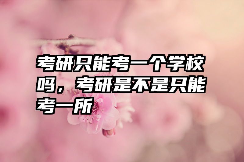 考研只能考一个学校吗，考研是不是只能考一所