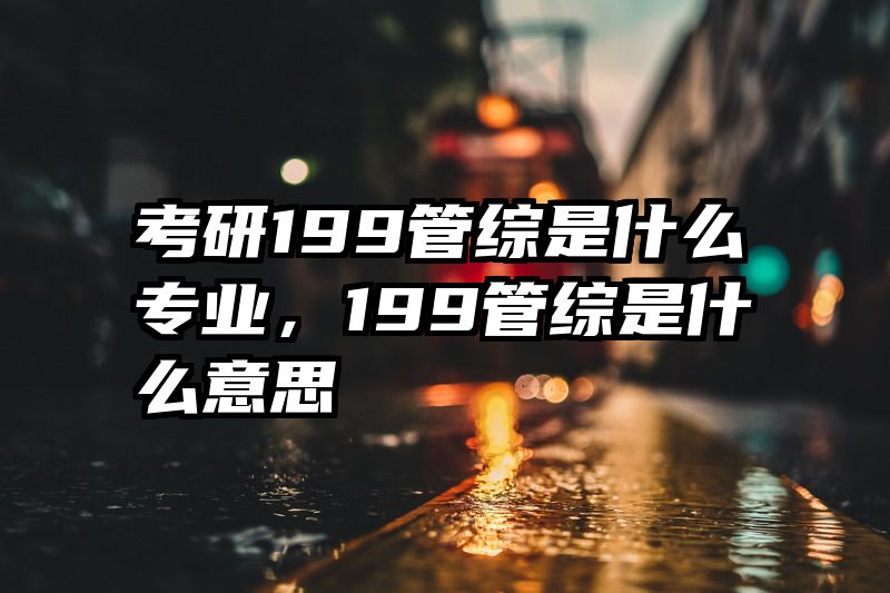 考研199管综是什么专业，199管综是什么意思
