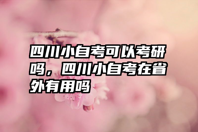 四川小自考可以考研吗,四川小自考在省外有用吗