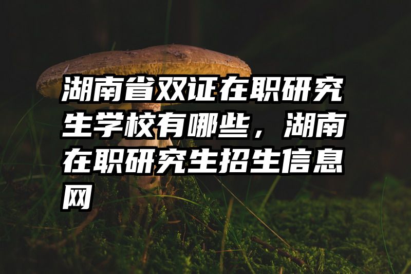 湖南省双证在职研究生学校有哪些，湖南在职研究生招生信息网