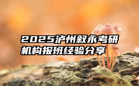 2025泸州叙永考研机构报班经验分享