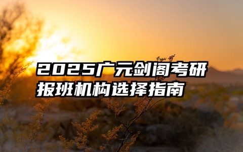 2025广元剑阁考研报班机构选择指南