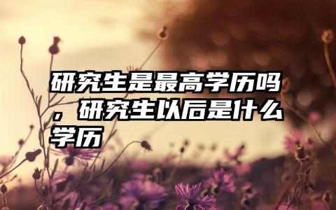 研究生是最高学历吗，研究生以后是什么学历