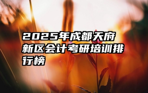 2025年成都天府新区会计考研培训排行榜