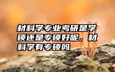 材料学专业考研是学硕还是专硕好呢，材料学有专硕吗