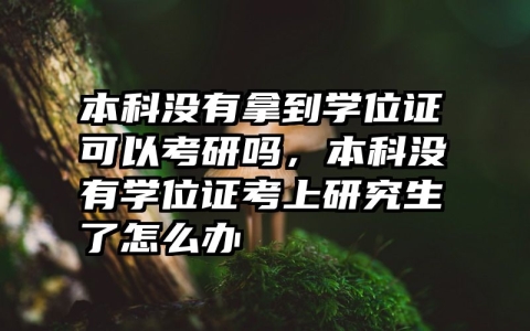 本科没有拿到学位证可以考研吗，本科没有学位证考上研究生了怎么办