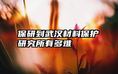 保研到武汉材料保护研究所有多难