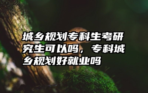 城乡规划专科生考研究生可以吗，专科城乡规划好就业吗
